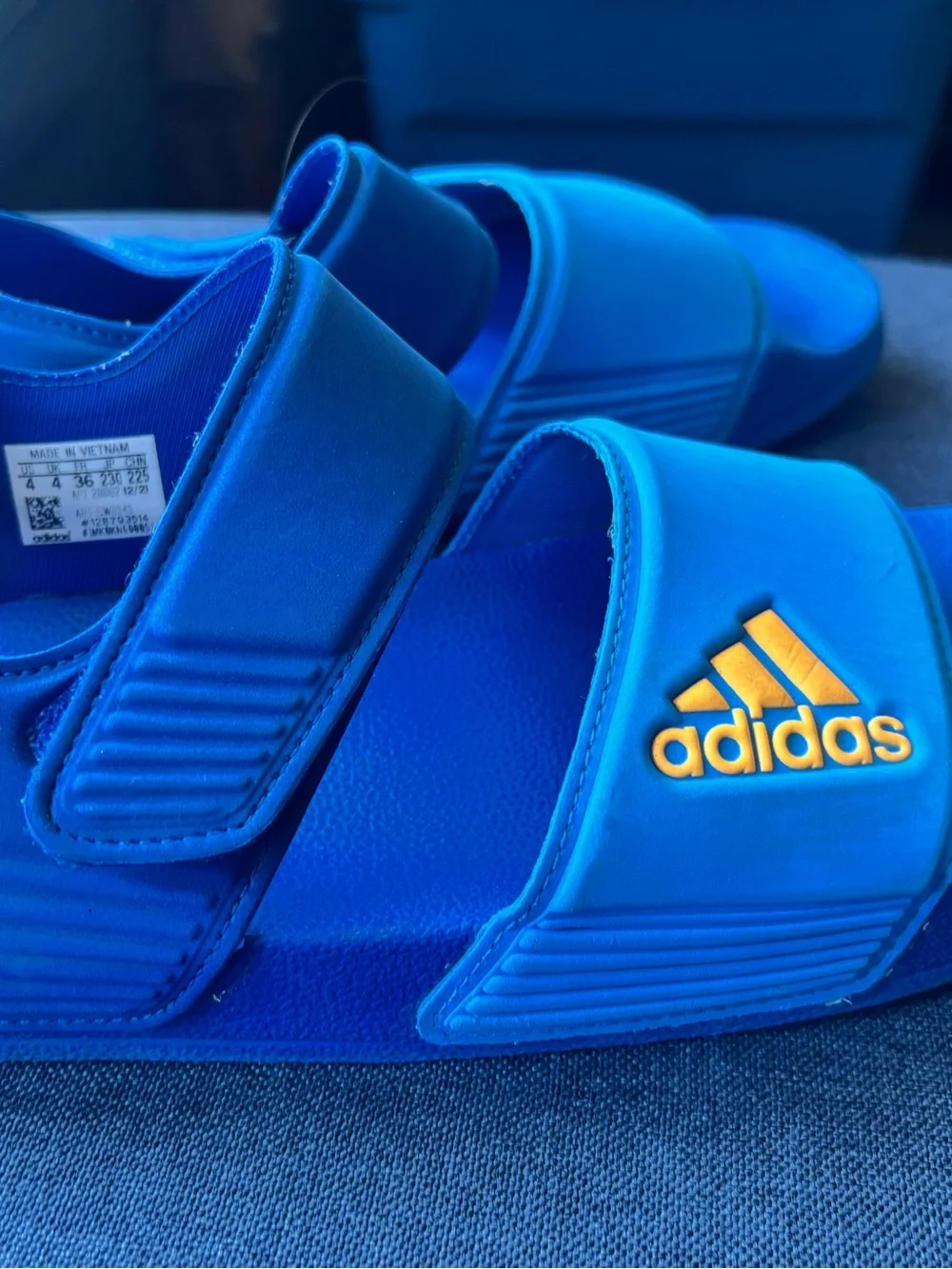 Adidas Bright Blue Sandals  with Blue Outsoles & straps